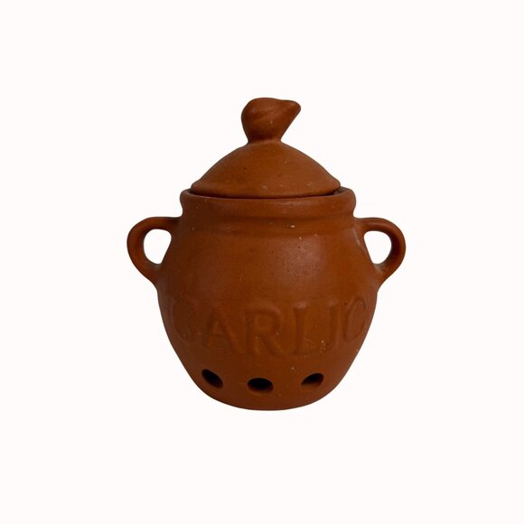 Garlic Keeper Terra Cotta Clay Pot Red Kitchen Gadget Storage Home Decor Cooking - Picture 12 of 13